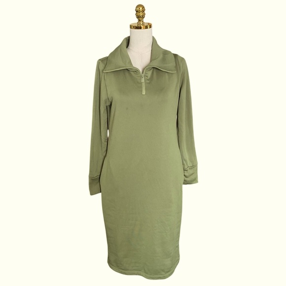 Dudley Stephens Womens Army Green Long Sleeves Doverton Jersey Fleece Dress Sz S - Picture 5 of 10